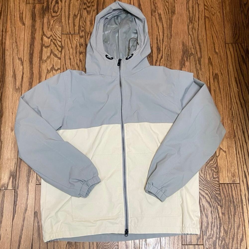 Hawke& Co‎ Rain Jacket Wind Breaker Colorblock Cream XL Hooded